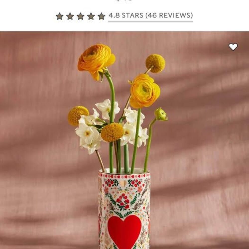 Rifle Paper Company Floral Heart Design Vase - Picture 6 of 7